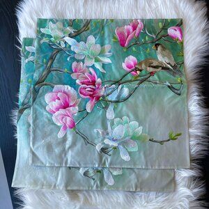 Handcrafted Suzhou Silk Embroidered Pillow Covers  Set of 2 | 19.5” x 19.5” | NW